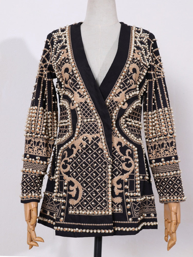 Beaded Geometric Vintage Overcoat