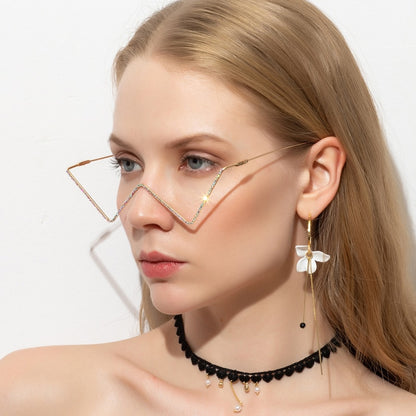 V Shaped Hollow Half Framed Glasses