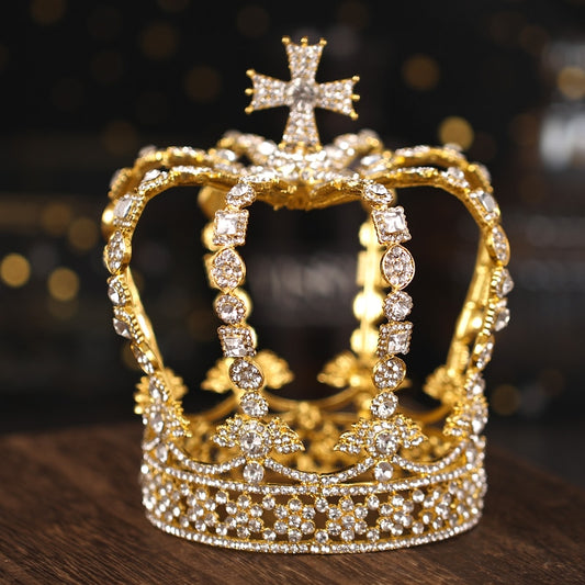 Queen Diadem Gold Crystal Crown