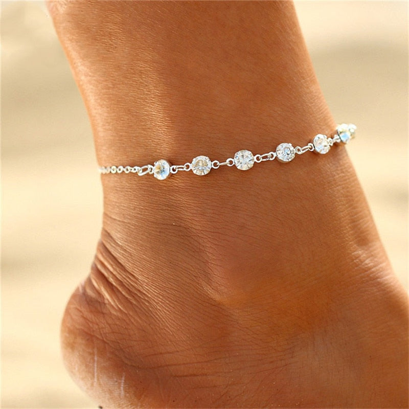 Crystal Heart Pendant Anklet