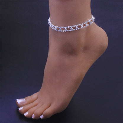 Crystal Heart Pendant Anklet