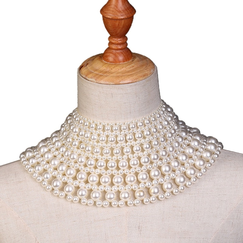 Pearl Beaded Bib Choker