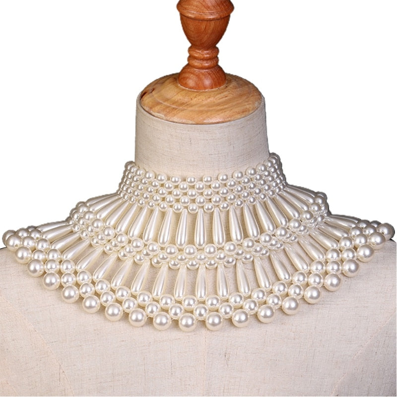 Pearl Beaded Bib Choker