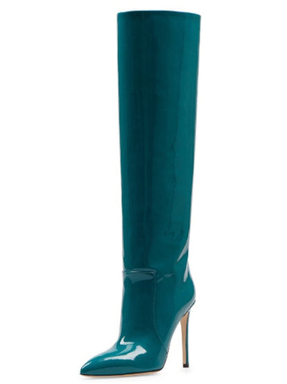 High Heel Patent Leather Knee Boots