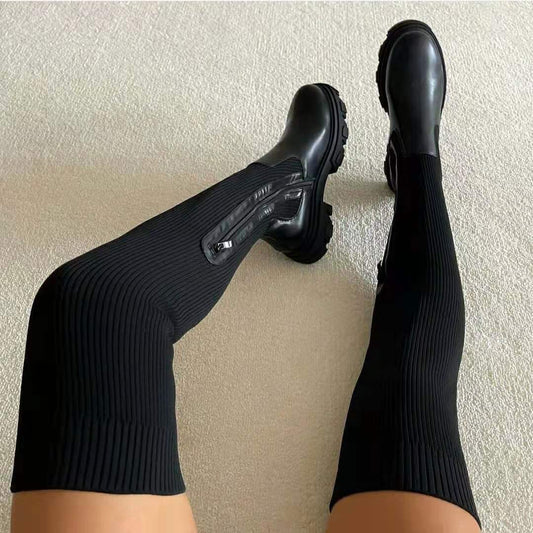 Knitted Thigh High Boots