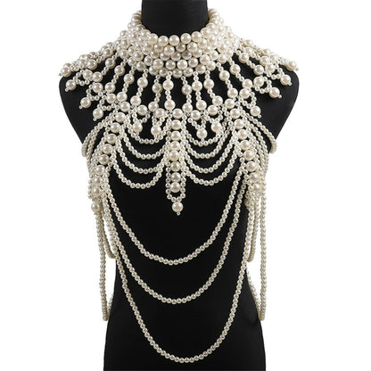 Pearl Beaded Bib Choker