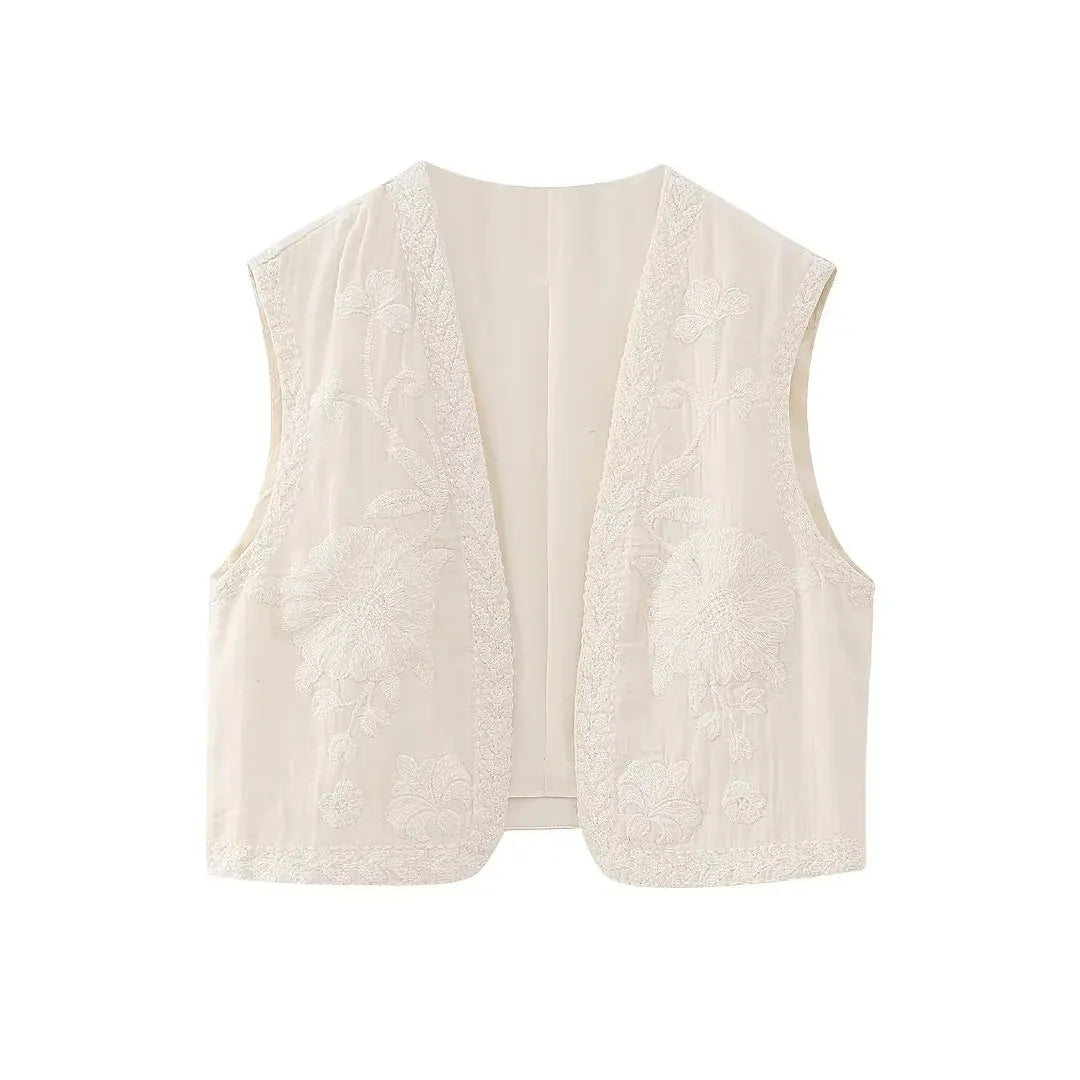 Floral Embroidered Vest