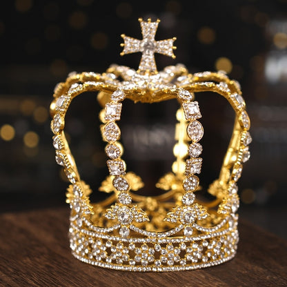 Queen Diadem Gold Crystal Crown