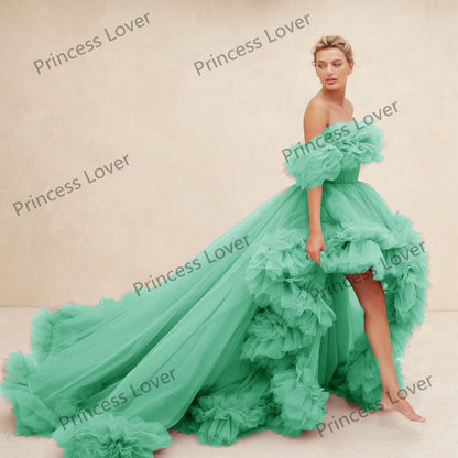 Ruffled Fluffy Tulle Gown