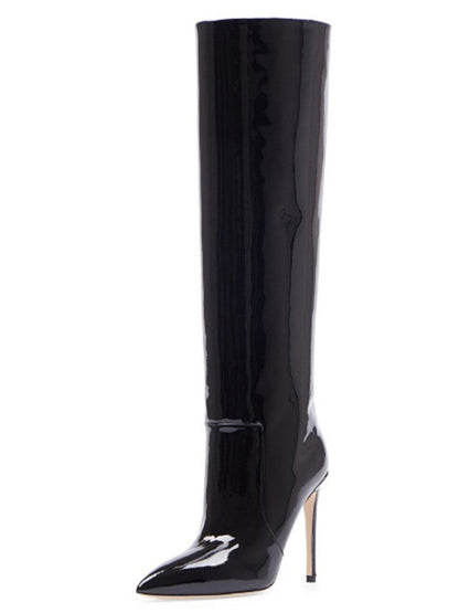 High Heel Patent Leather Knee Boots