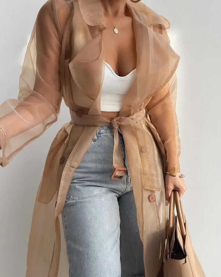 Sheer Coat with Belt