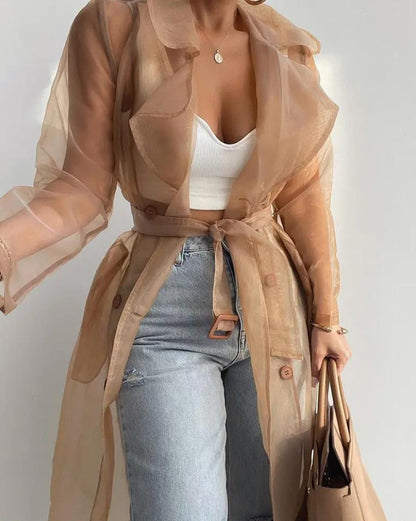 Sheer Coat with Belt