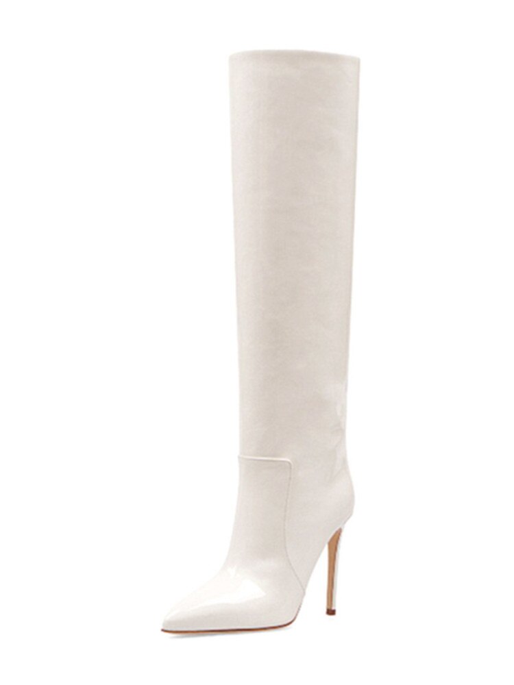 High Heel Patent Leather Knee Boots