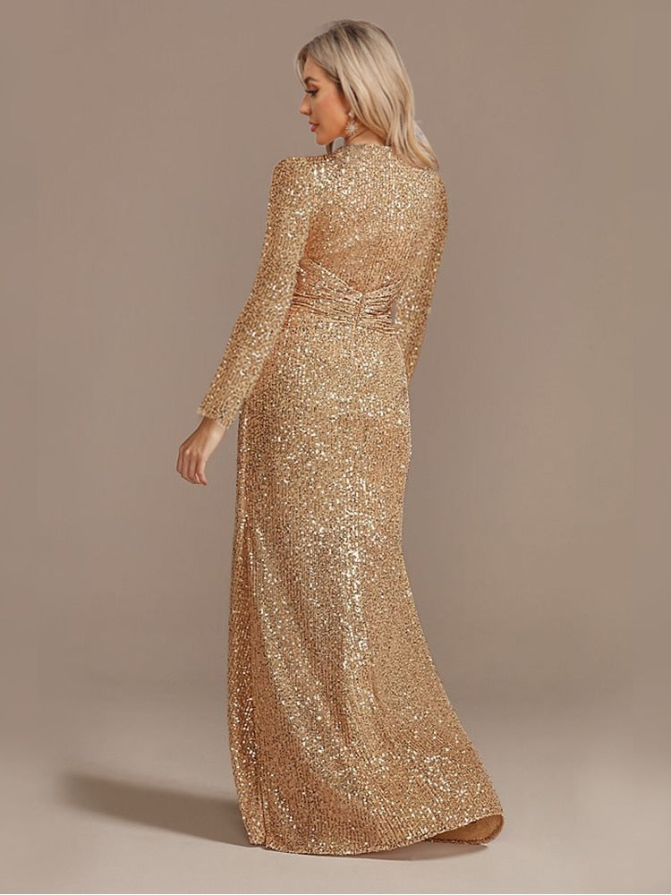 Gold Sequined Cocktail Dress