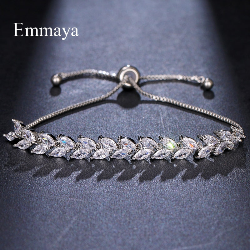 Cubic White Leaf Bracelet