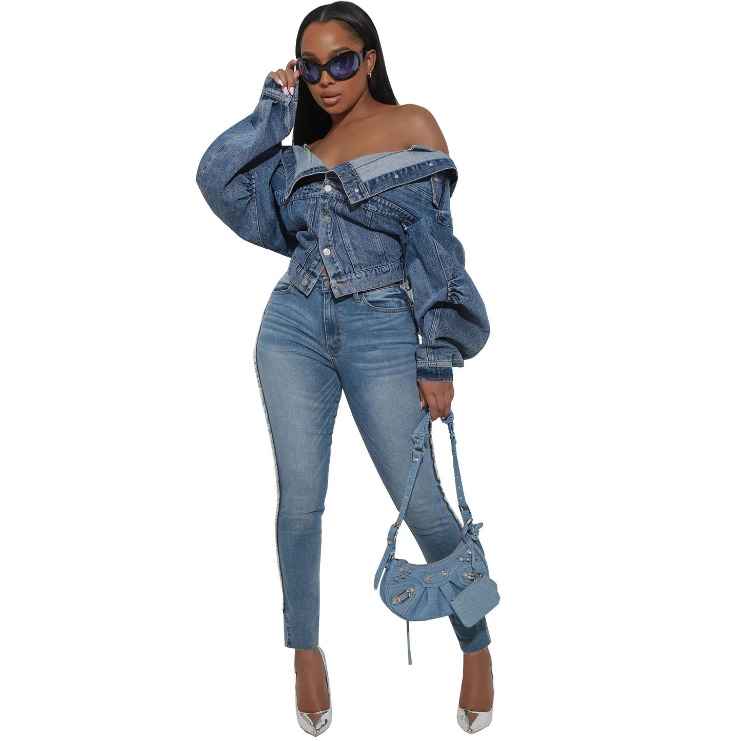 Denim Off the Shoulder Jacket