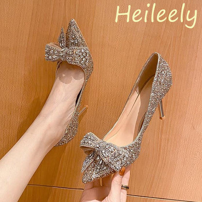 Rhinestone Bow Encrusted Pumps