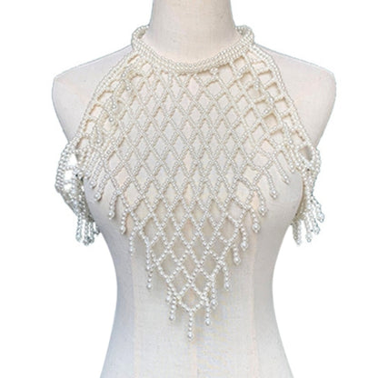 Pearl Beaded Bib Choker