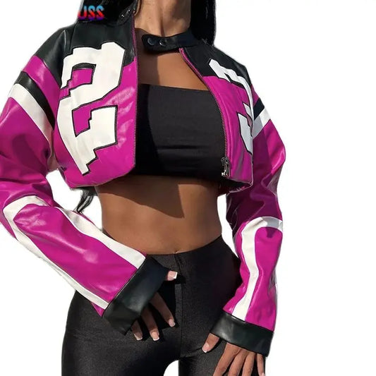 Faux Leather Racing Jacket