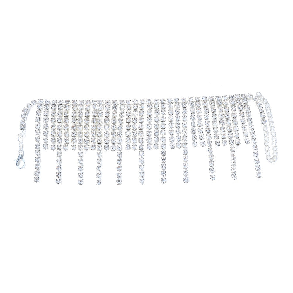 Tasseled Crystal Cuff Anklet