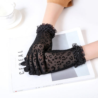 Lace Leopard Mesh Tulle Gloves