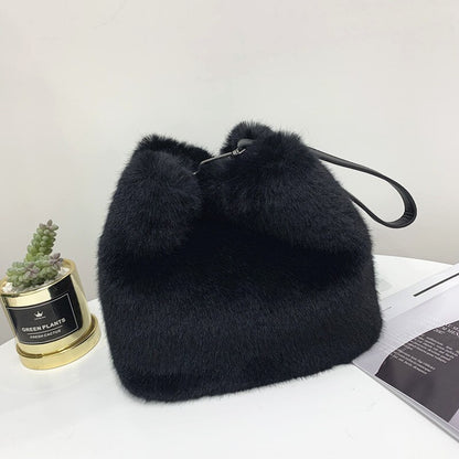 Faux Mink Bucket Bag