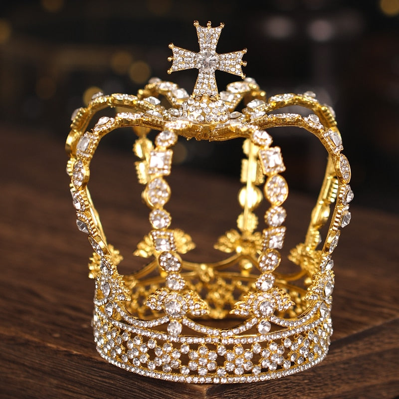 Queen Diadem Gold Crystal Crown