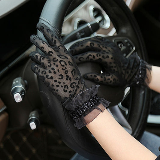 Lace Leopard Mesh Tulle Gloves