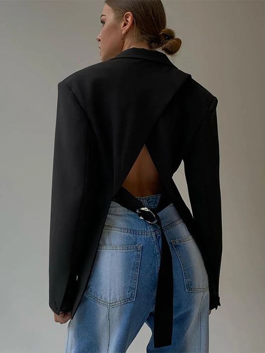 Backless Oversized Blazer Jacket