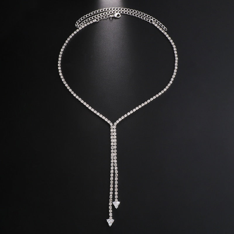 Double Layered Crystal Collar Choker