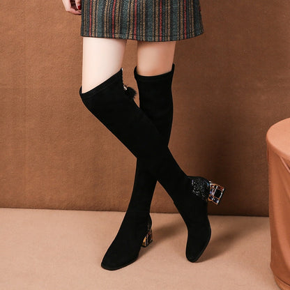 Rhinestone Knee High Gladiator Boots