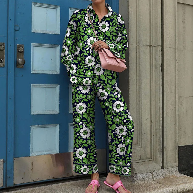 Vintage Button Shirt with Straight Pants