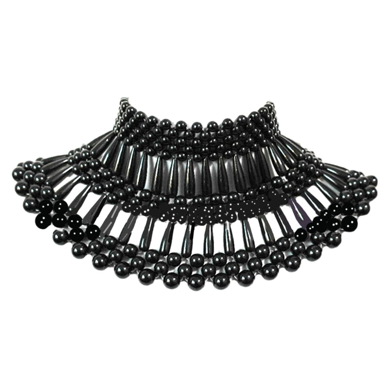 Pearl Beaded Bib Choker