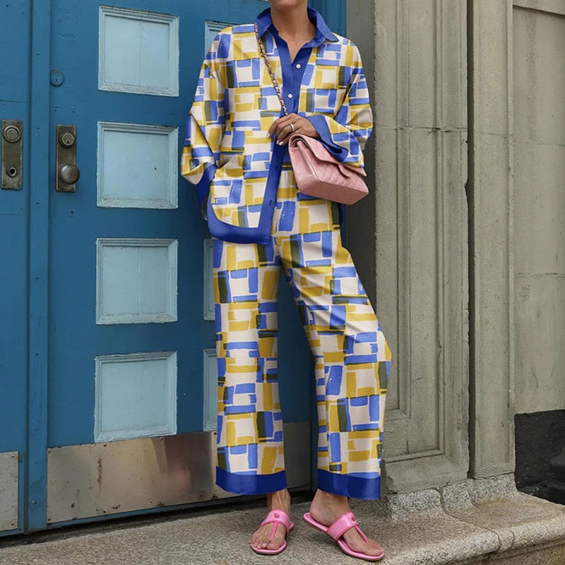 Vintage Button Shirt with Straight Pants