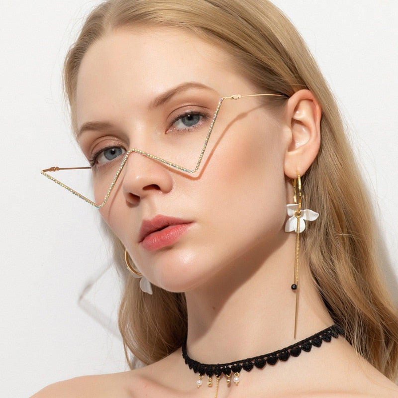 V Shaped Hollow Half Framed Glasses