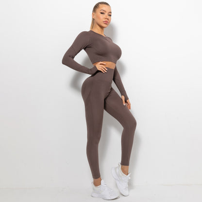 Long Sleeve Crop Top and Leggings Set