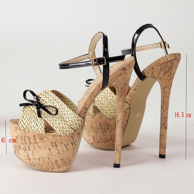 Straw Cork Platform Sandals