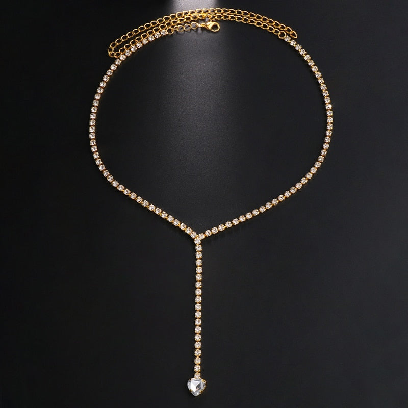 Double Layered Crystal Collar Choker