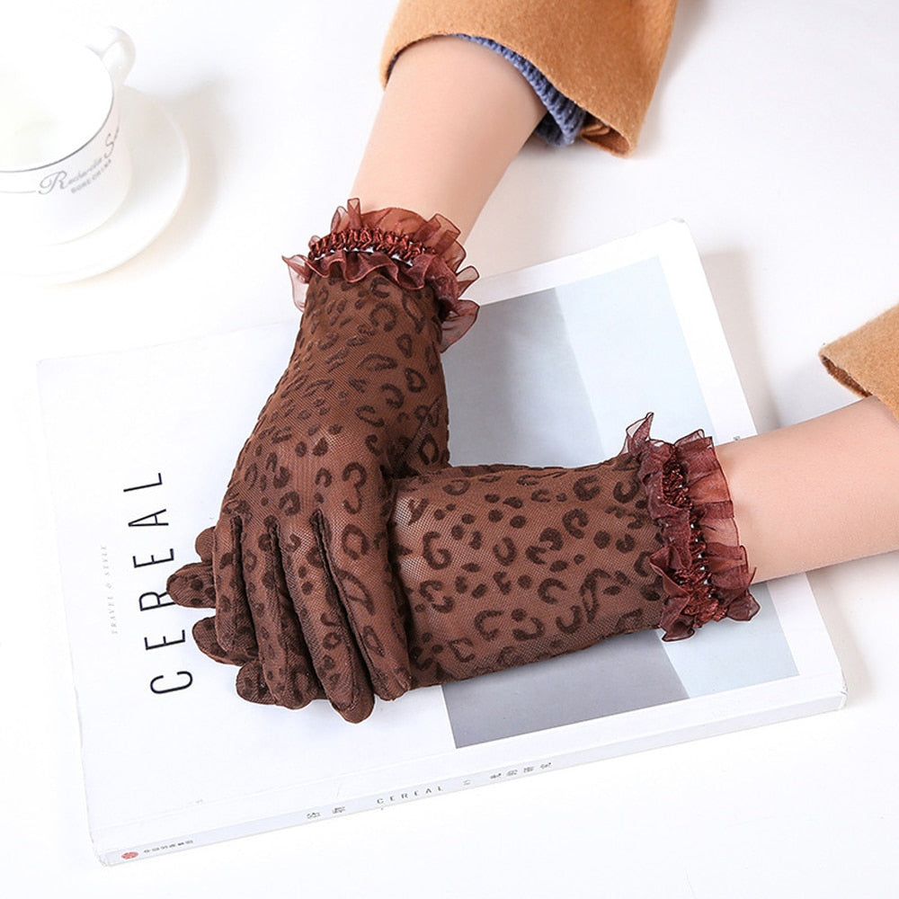 Lace Leopard Mesh Tulle Gloves