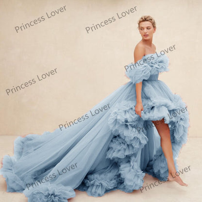 Ruffled Fluffy Tulle Gown