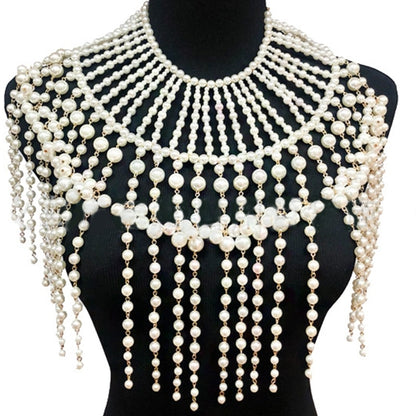 Pearl Beaded Bib Choker