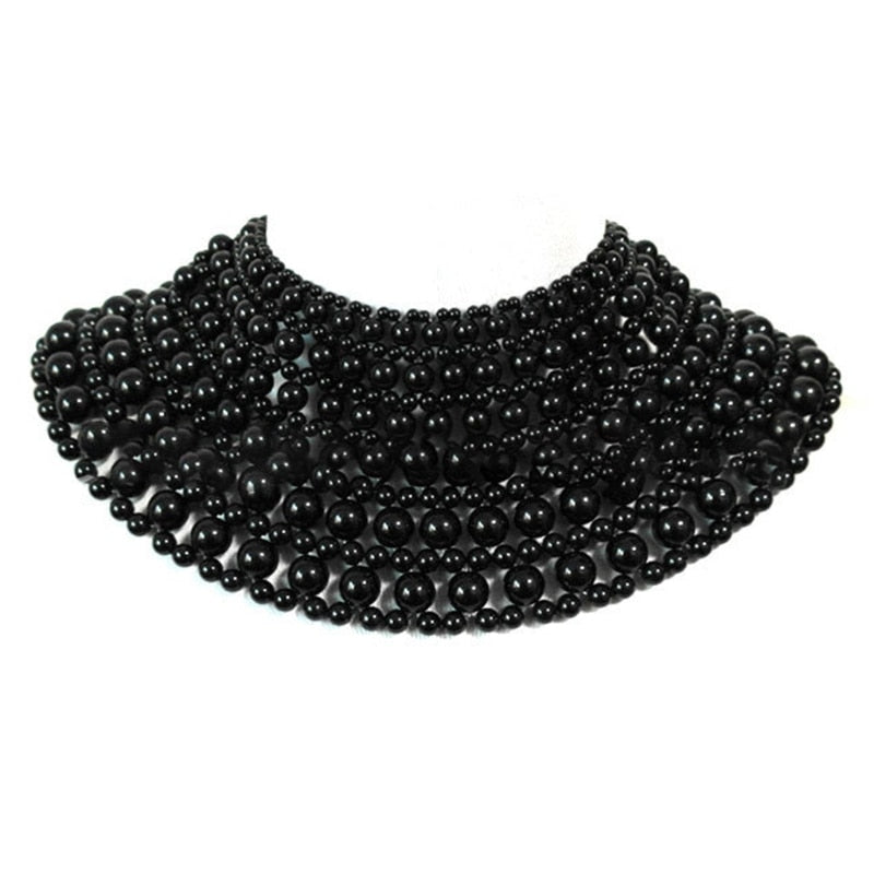 Pearl Beaded Bib Choker