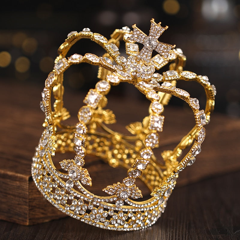 Queen Diadem Gold Crystal Crown