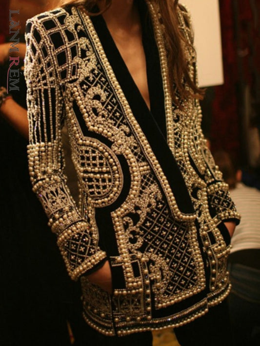 Beaded Geometric Vintage Overcoat