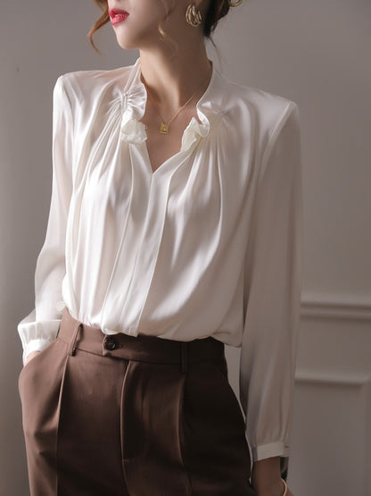 Pleated Satin Blouse