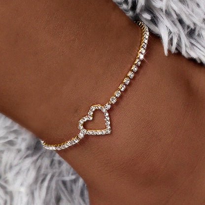 Crystal Heart Pendant Anklet