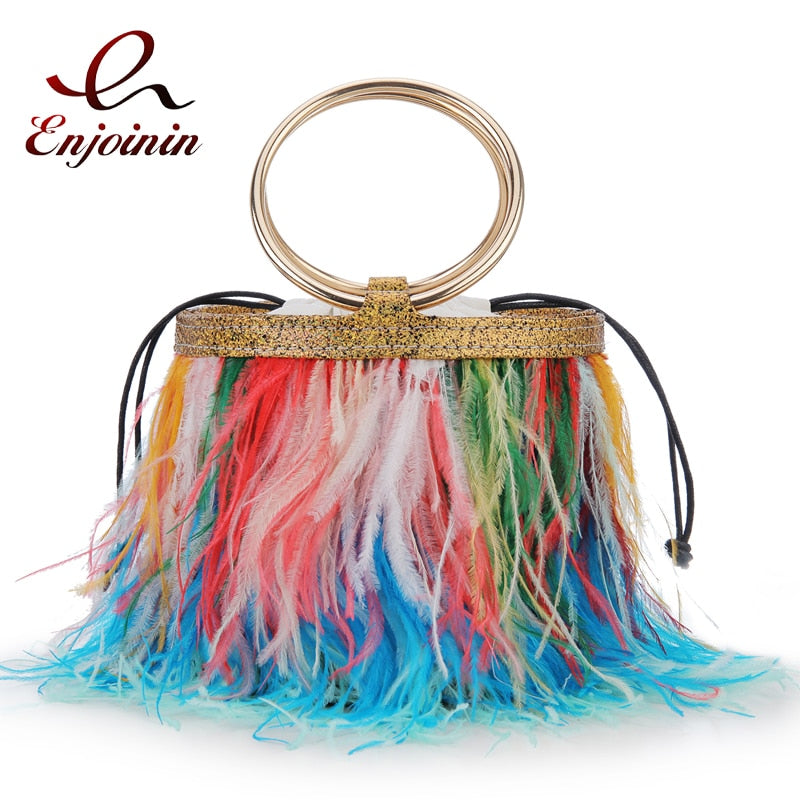 Colorful Feather Handbag