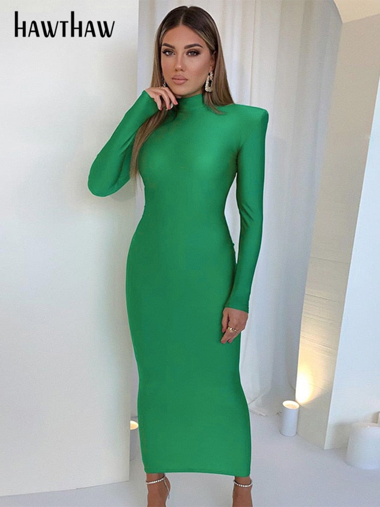 Shoulder Padded  Bodycon Dress