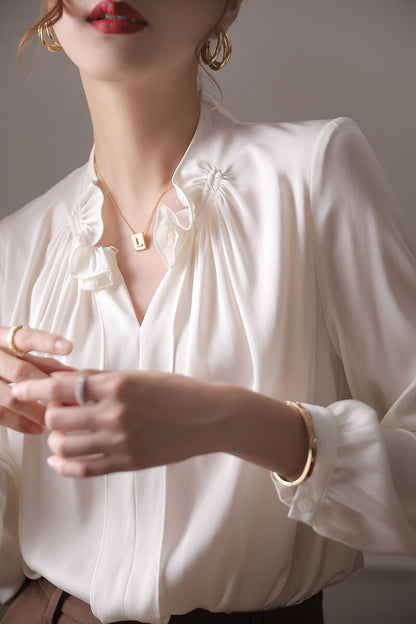 Pleated Satin Blouse