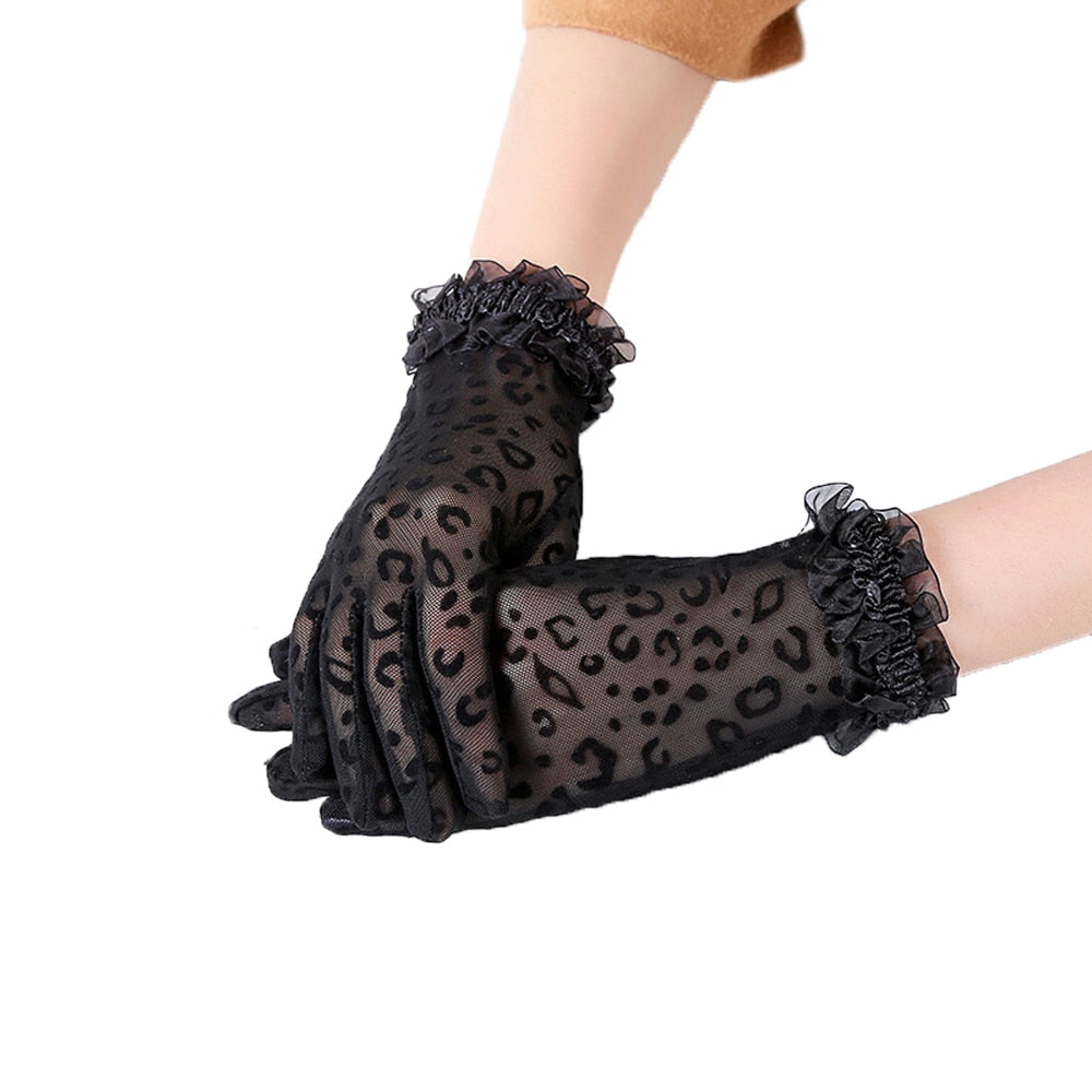 Lace Leopard Mesh Tulle Gloves